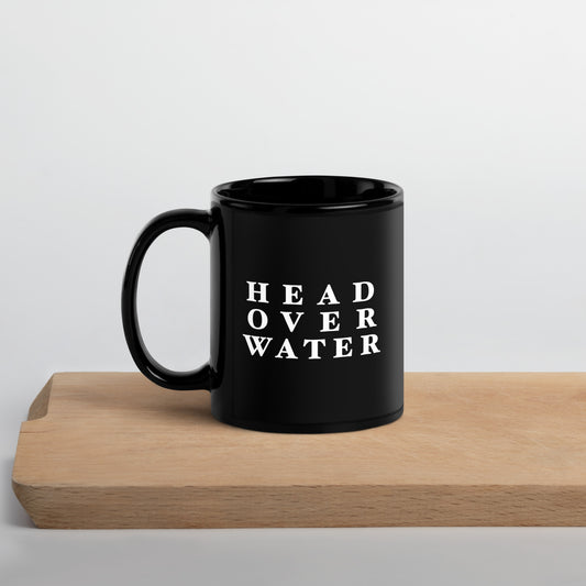 Head Over Water Black Glossy Mug